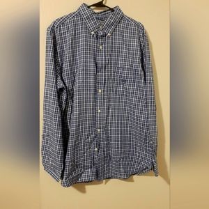 Chaps Ralph Lauren Men's Button Front Casual Dress Shirt Size Large Blue Plaid